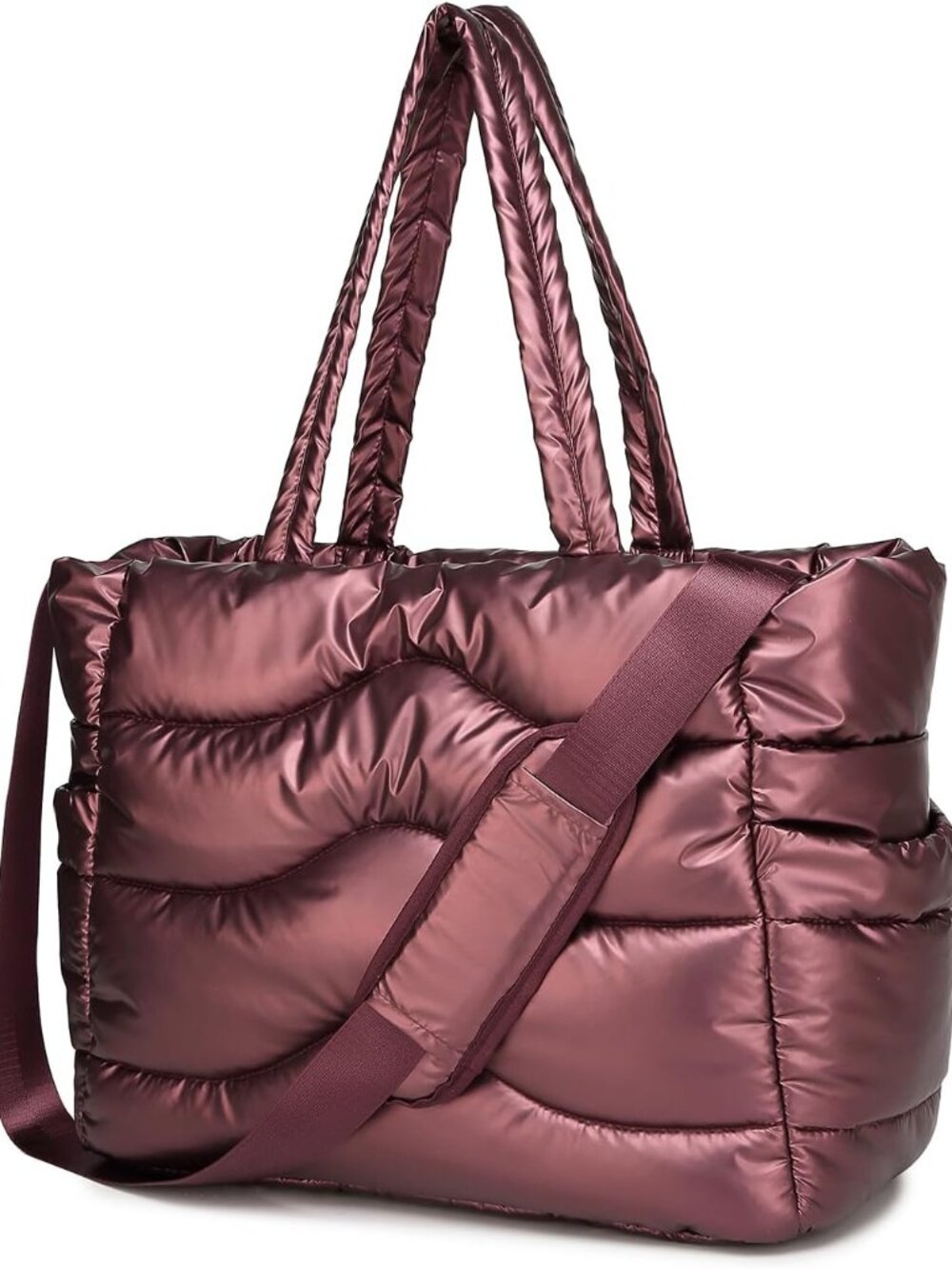 Quilted Puffer Tote Bag for Women- Stylish Multi-Way Carrying Shoulder Bag with - Picture 1 of 7